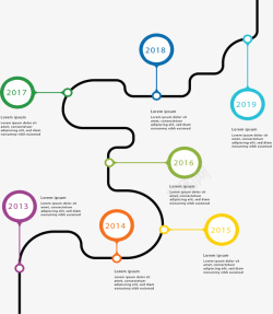 彩色时间轴图表弯道矢量图素材