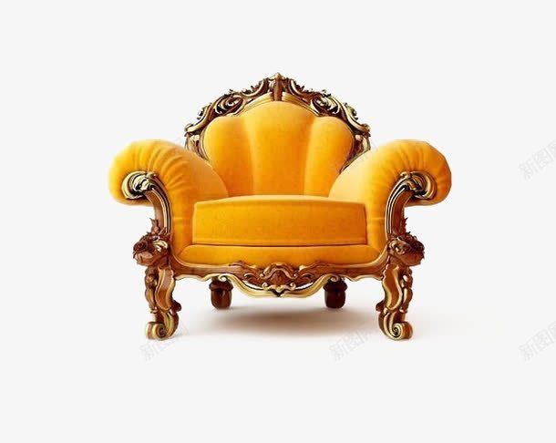金色的欧式单人沙发png免抠素材_新图网 https://ixintu.com 单人 奢华 家具 欧式 沙发
