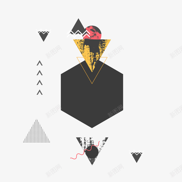 黑色三角形几何艺术元素psd免抠素材_新图网 https://ixintu.com 三角形 几何 创意 多边形 纹理 艺术 边框 黑色