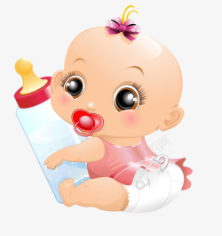 婴儿笑抱着奶瓶的孩子高清图片