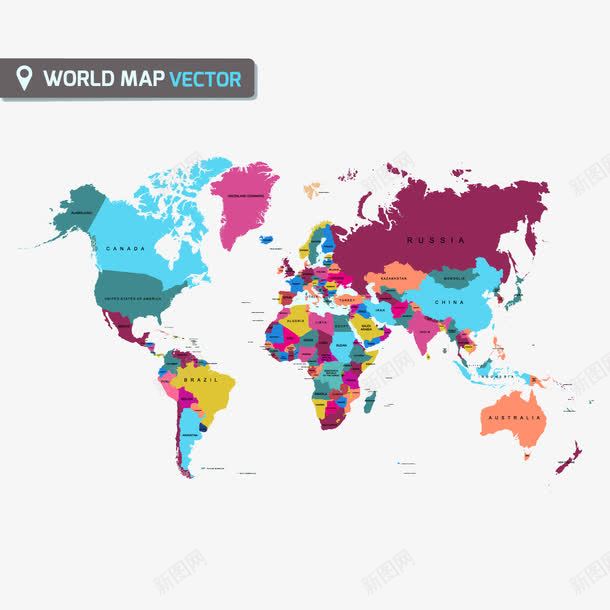 扁平化彩色世界地图png免抠素材_新图网 https://ixintu.com 世界地图矢量素材 世界地图轮廓 彩色世界地图 扁平化世界地图