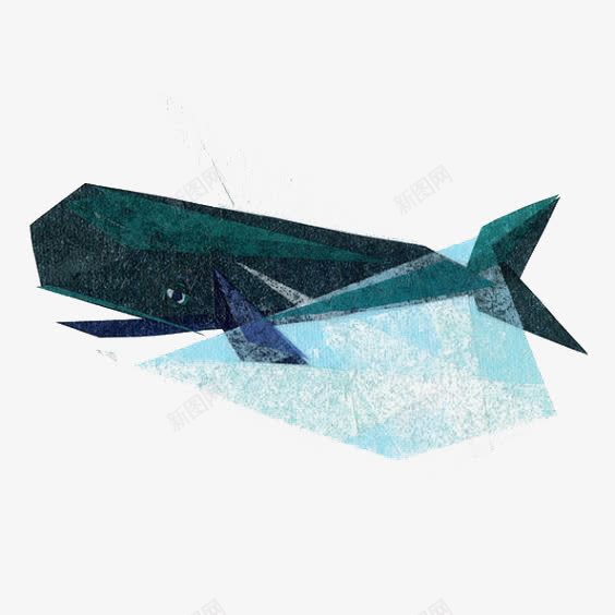卡通几何鲸鱼png免抠素材_新图网 https://ixintu.com 创意 动物 卡通 手绘 插画 海洋 鲸鱼