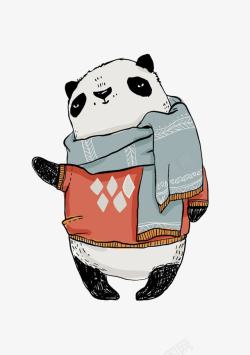 水彩围巾可爱熊猫高清图片