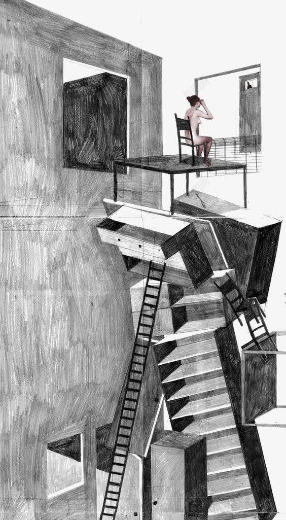 创意建筑png免抠素材_新图网 https://ixintu.com 卡通 家居 建筑 房子 手绘 插画 现代 黑白