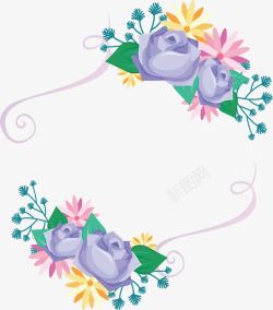 紫色玫瑰花标题栏素材