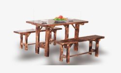 长木桌长条凳餐桌高清图片