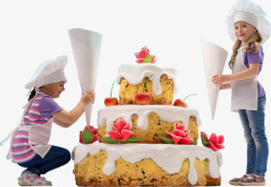 小女孩生日蛋糕做蛋糕的小女孩高清图片
