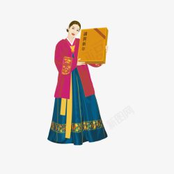 朝鲜女人红色韩风民族装饰高清图片