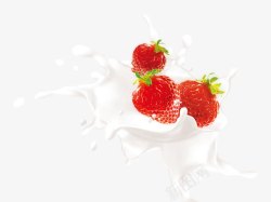 牛奶浪花素材溅起的草莓牛奶高清图片