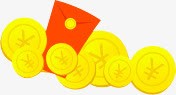 手绘金币红标图标png_新图网 https://ixintu.com 图标 红包 金币