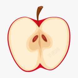 卡通切开的苹果水果素材