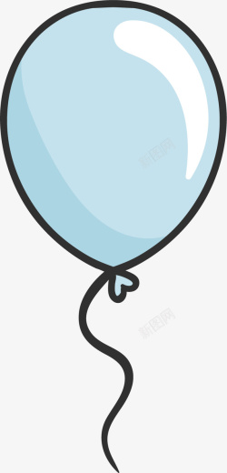 手绘气球手绘圆形蓝色气球矢量图高清图片