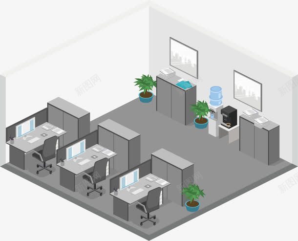 优雅简约办公室png免抠素材_新图网 https://ixintu.com 公司环境 办公室 室内装修 室内装饰设计