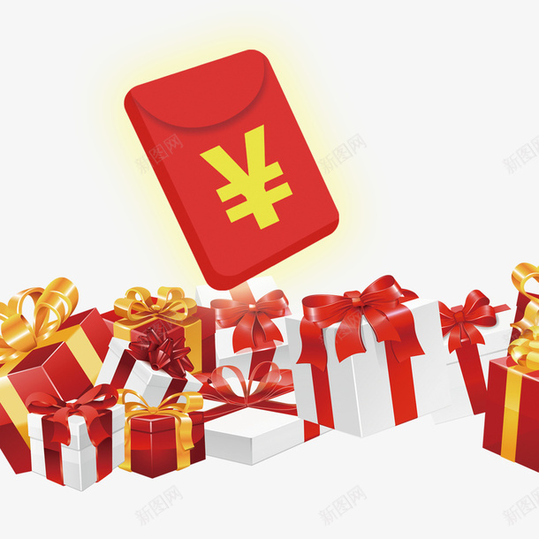礼盒和红包psd免抠素材_新图网 https://ixintu.com 促销 抢购 礼盒 红包