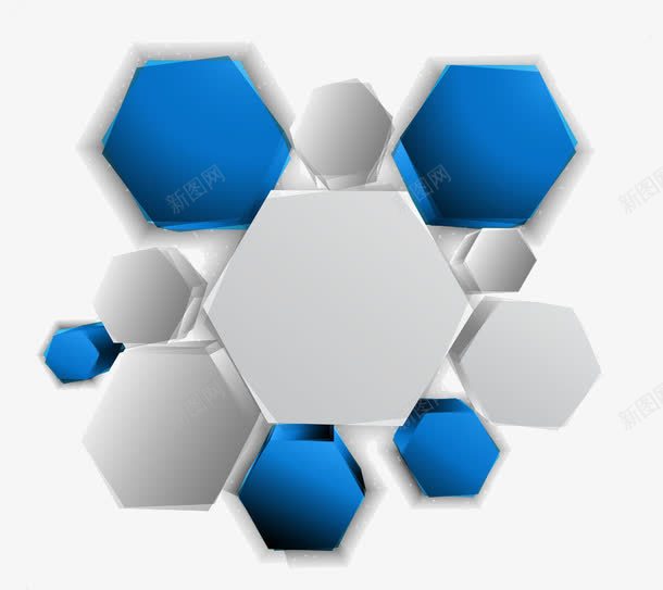 立体六边形png免抠素材_新图网 https://ixintu.com 六边形 几何图形 几何图案 方形 立体四方形 立方形 蓝灰色方块 蓝色方块