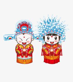 中式婚庆展板卡通人物高清图片