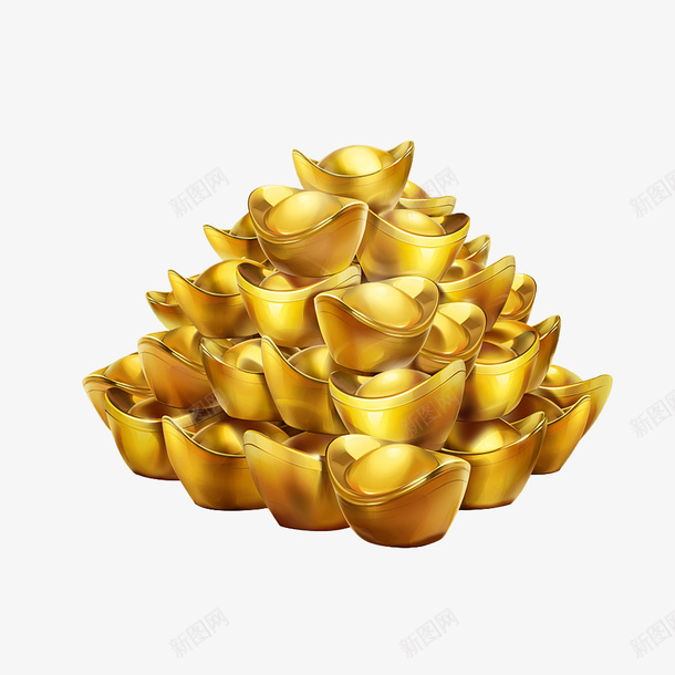 一堆金子png免抠素材_新图网 https://ixintu.com png图形 png装饰 元宝 装饰 金子 黄色