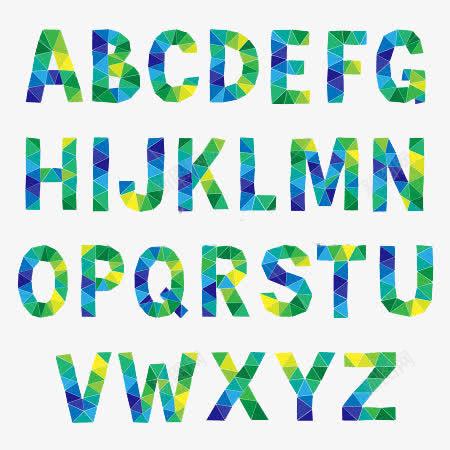 字体png免抠素材_新图网 https://ixintu.com 26个字母 创意几何 字母AZ 绿色 英文字母 蓝色 黄色