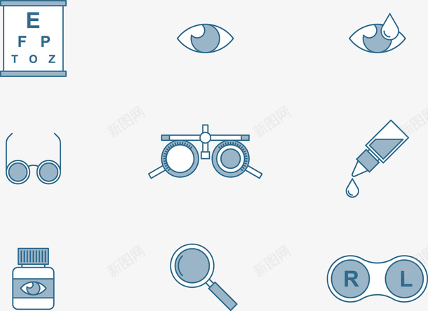 测量眼睛度数png免抠素材_新图网 https://ixintu.com 放大镜 眼睛 眼药水 眼镜 眼镜盒 视力表