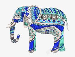 动漫大象印度风彩色大象图高清图片
