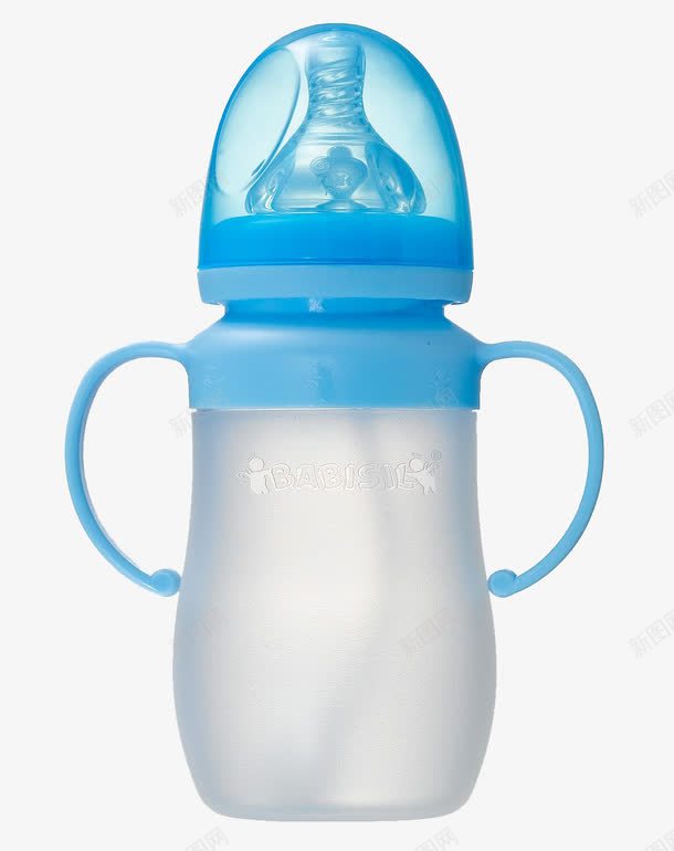 摔不破的宽口硅胶奶瓶蓝色png免抠素材_新图网 https://ixintu.com 产品实物 奶瓶 婴儿用品 摔不破的宽口硅胶奶瓶 蓝色