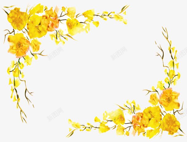 水彩黄色花朵边框png免抠素材_新图网 https://ixintu.com 水彩植物 水彩花朵 黄色 黄花标题框