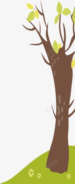 小鸟儿童房装饰画树干树叶森林卡通插画高清图片