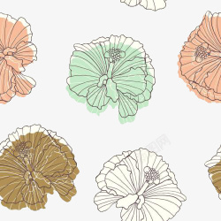 各种颜色的手绘芙蓉花植物素材