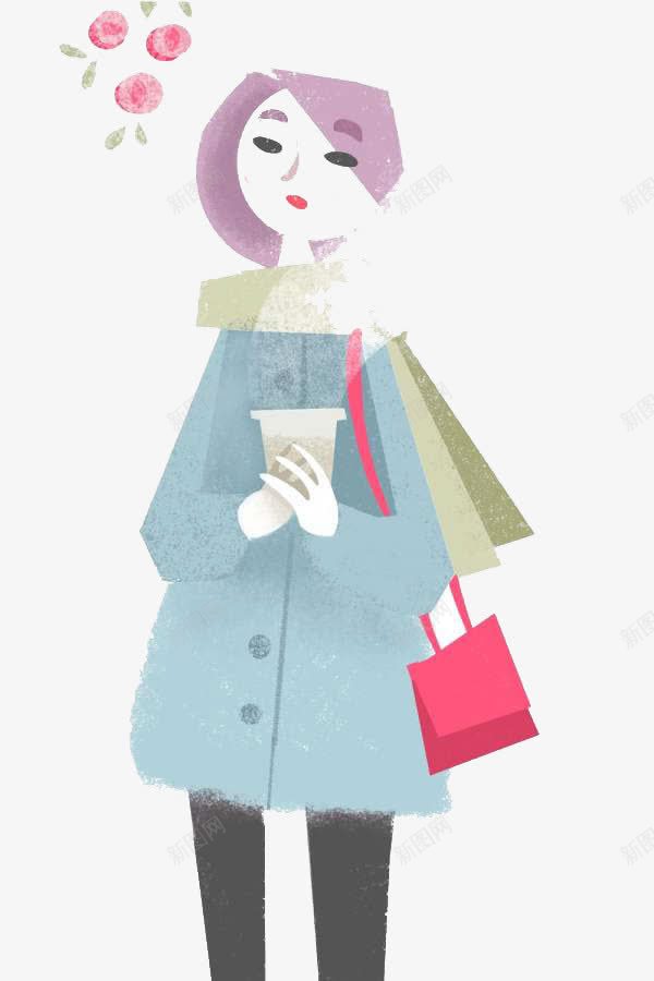 水彩拿着奶茶的女人png免抠素材_新图网 https://ixintu.com 创意设计 卡片封面 手绘插画