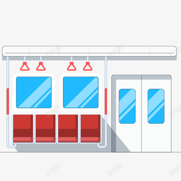 卡通地铁座位简图png免抠素材_新图网 https://ixintu.com 交通工具 地铁 座椅 扶手 空位 窗户 自动门