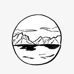 圆环造型圆环山水图高清图片