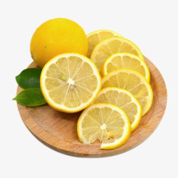 黄色效果图盘子上的新鲜柠檬高清图片