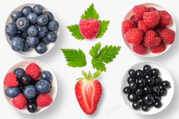 蓝莓草莓psd免抠素材_新图网 https://ixintu.com 健康 圆形 新鲜 水果 爱心 草莓 草莓切片 蓝莓 高清