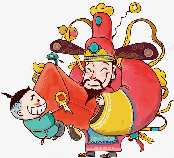 新年卡通开心的财神爷png免抠素材_新图网 https://ixintu.com 卡通财神爷 发红包 开心的财神爷 新年财神爷 红色红包 财富