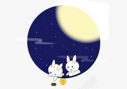 中秋月亮月兔海报装饰矢量图素材
