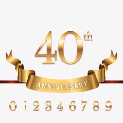 阿拉伯数字字体设计金色40周年纪念日矢量图高清图片