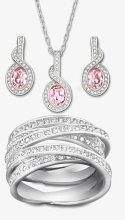 银色耳环免抠粉色砖石项链和耳环高清图片