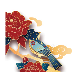 立体鸟立体中国风花鸟高清图片