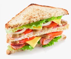 西红柿主食美味的三明治汉堡高清图片