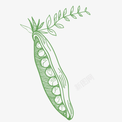 创意绿叶绿色豌豆唯美手绘矢量图高清图片