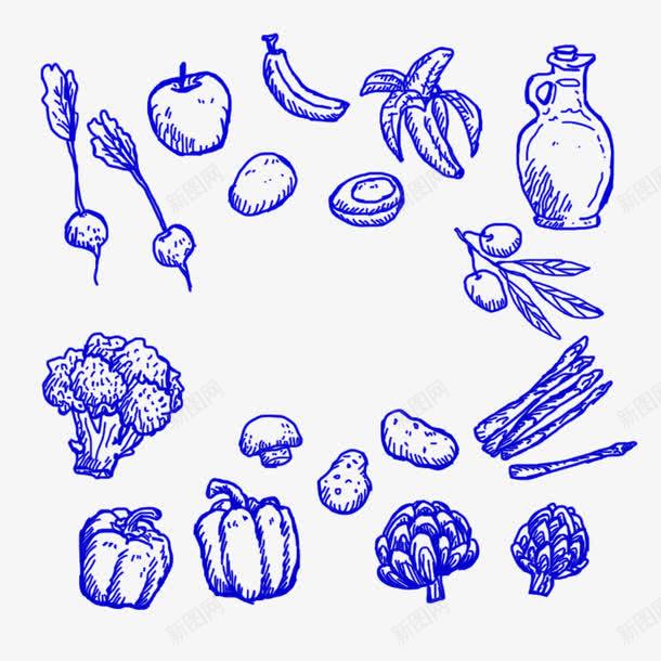 手绘线条简笔画蔬菜水果png免抠素材_新图网 https://ixintu.com 手绘 水果 简笔画 线条 蔬菜