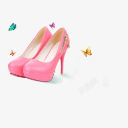穿粉色手绘女鞋高清图片