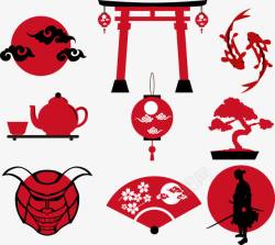 红色日本折扇日式风格装饰品高清图片