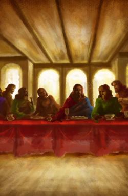 圣经油画最后的晚餐油画高清图片