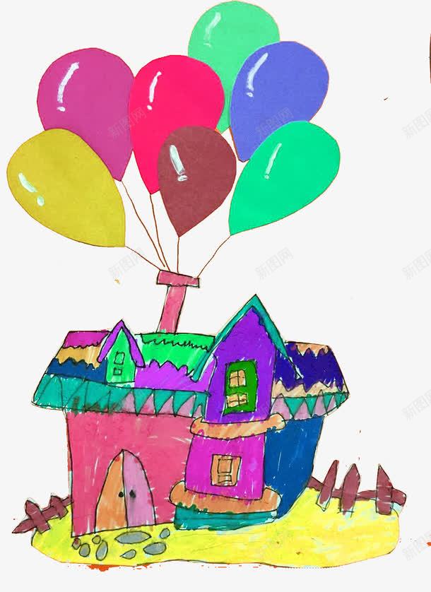 可爱儿童手绘飞屋png免抠素材_新图网 https://ixintu.com 会飞的房子 卡通飞屋 彩色气球带着房子飞 房子 手绘飞屋 气球带着房子飞 气球带着飞的房子 热气球 空中飞的屋子 飞向天空的房子 飞屋 飞屋环游记 飞起的房子