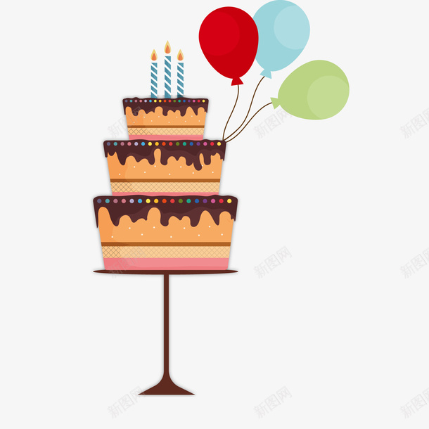巧克力生日蛋糕贺卡png免抠素材_新图网 https://ixintu.com 气球 生日快乐 蛋糕设计 蜡烛 食物设计