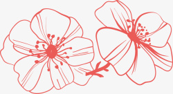 花瓣装饰线描桃花花枝花瓣矢量图高清图片