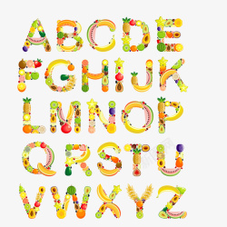 六个字卡通水果字母矢量图高清图片