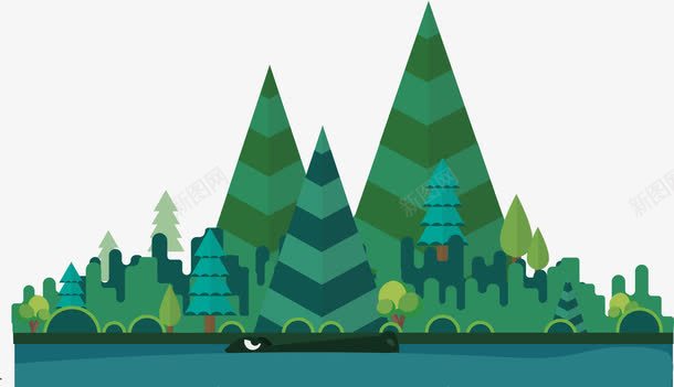 几何丛林png免抠素材_新图网 https://ixintu.com 三角形 剪纸效果 树林 热带丛林 立体 绿色