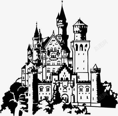 欧洲城堡剪影png免抠素材_新图网 https://ixintu.com 城堡剪影 建筑 欧式建筑 欧洲城堡